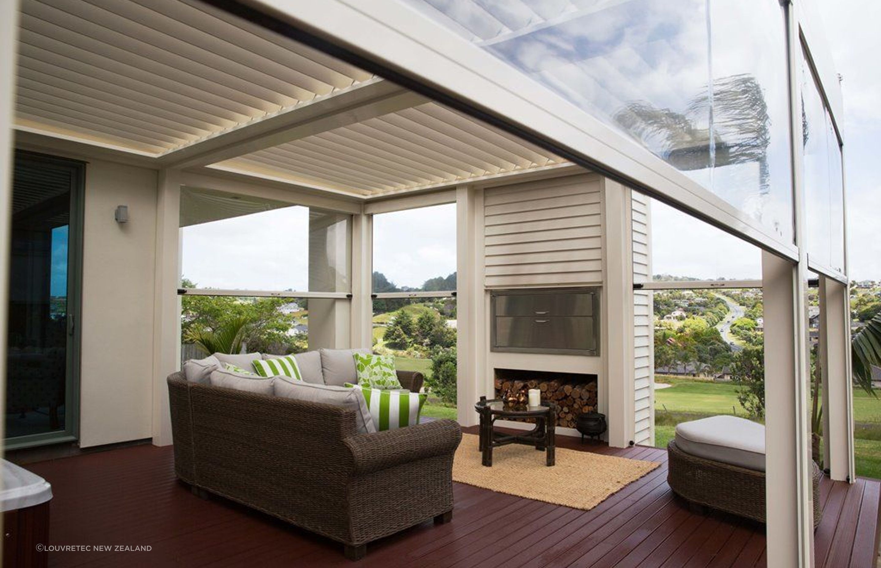 PVC blinds, like these outdoor blinds by Louvretec, have many great qualities like durability and heat retention