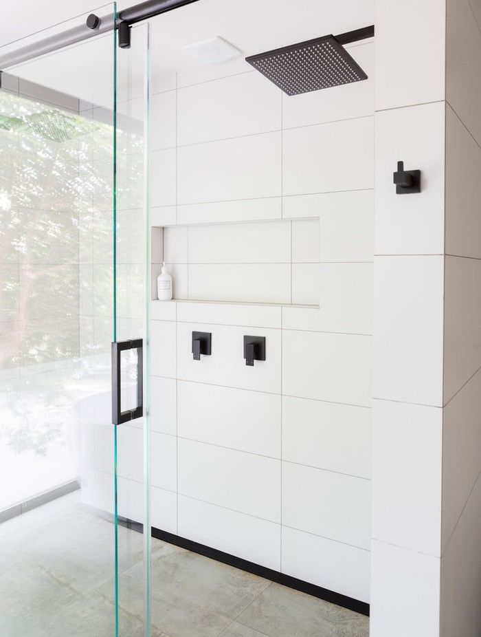 Square Wall Shower w/300mm shower rose w/400mm arm - Matte Black by Meir