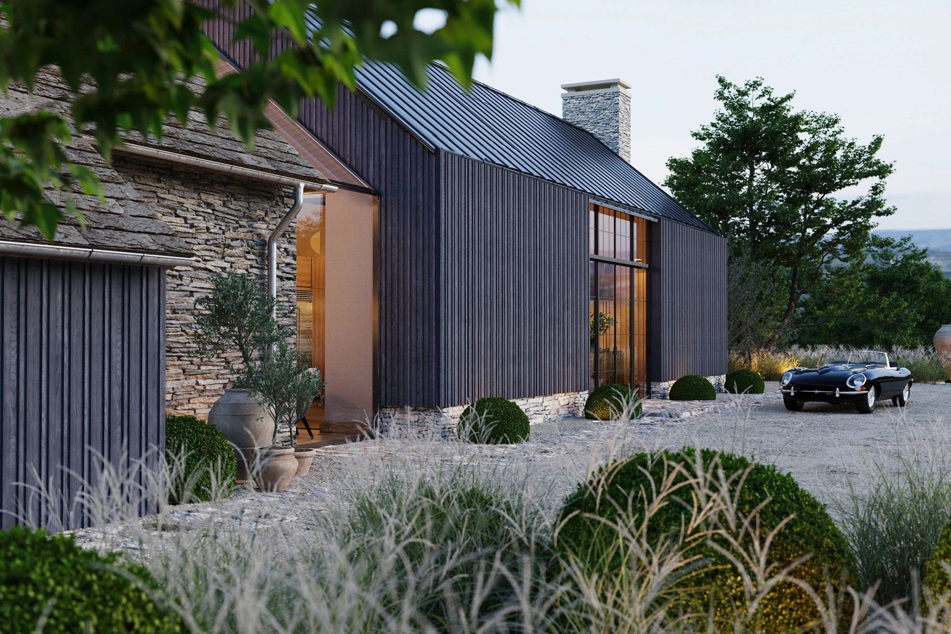 Millboard's Envello Board & Batten cladding in Anthracite.