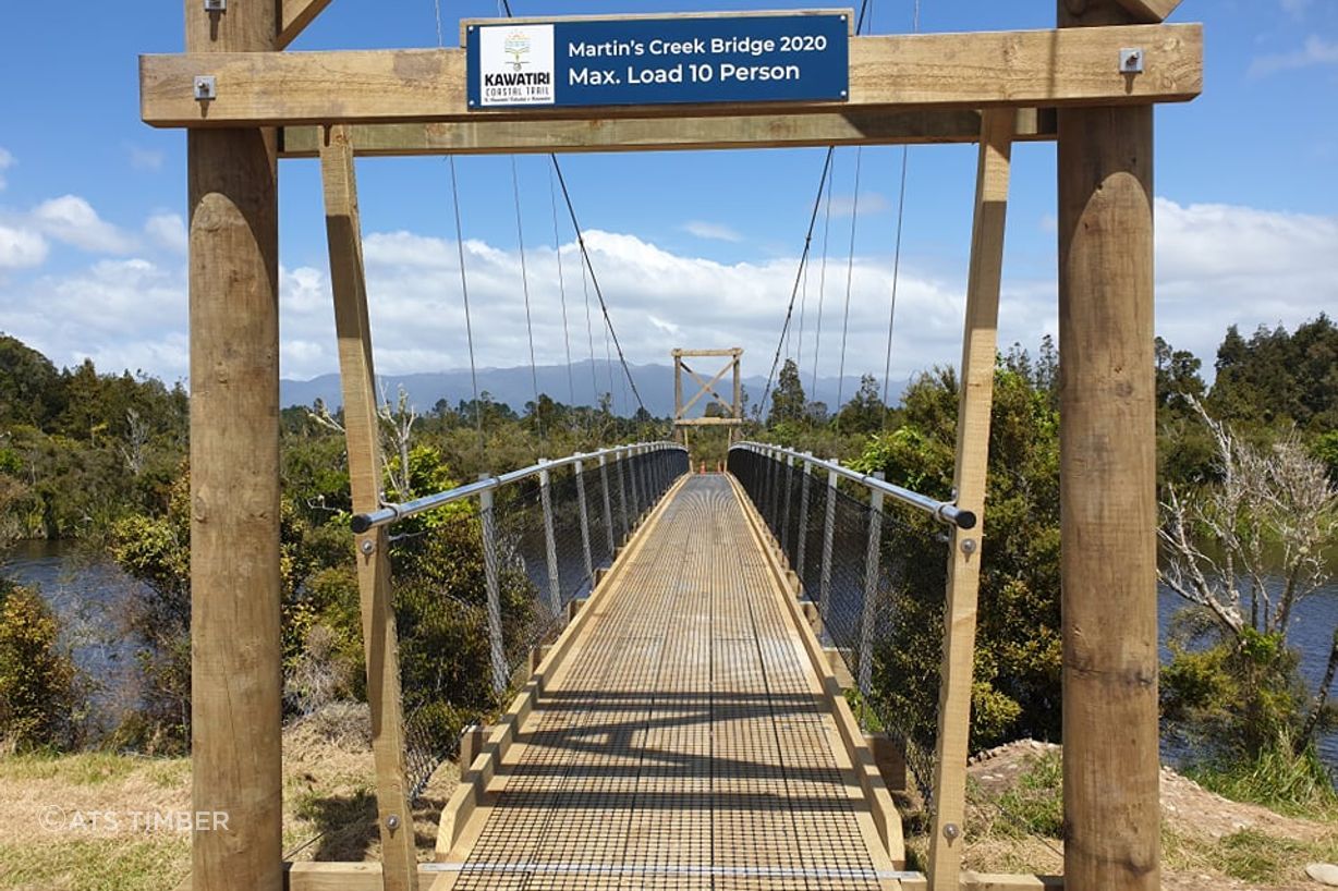 Suspension bridge over Martin’s Creek.