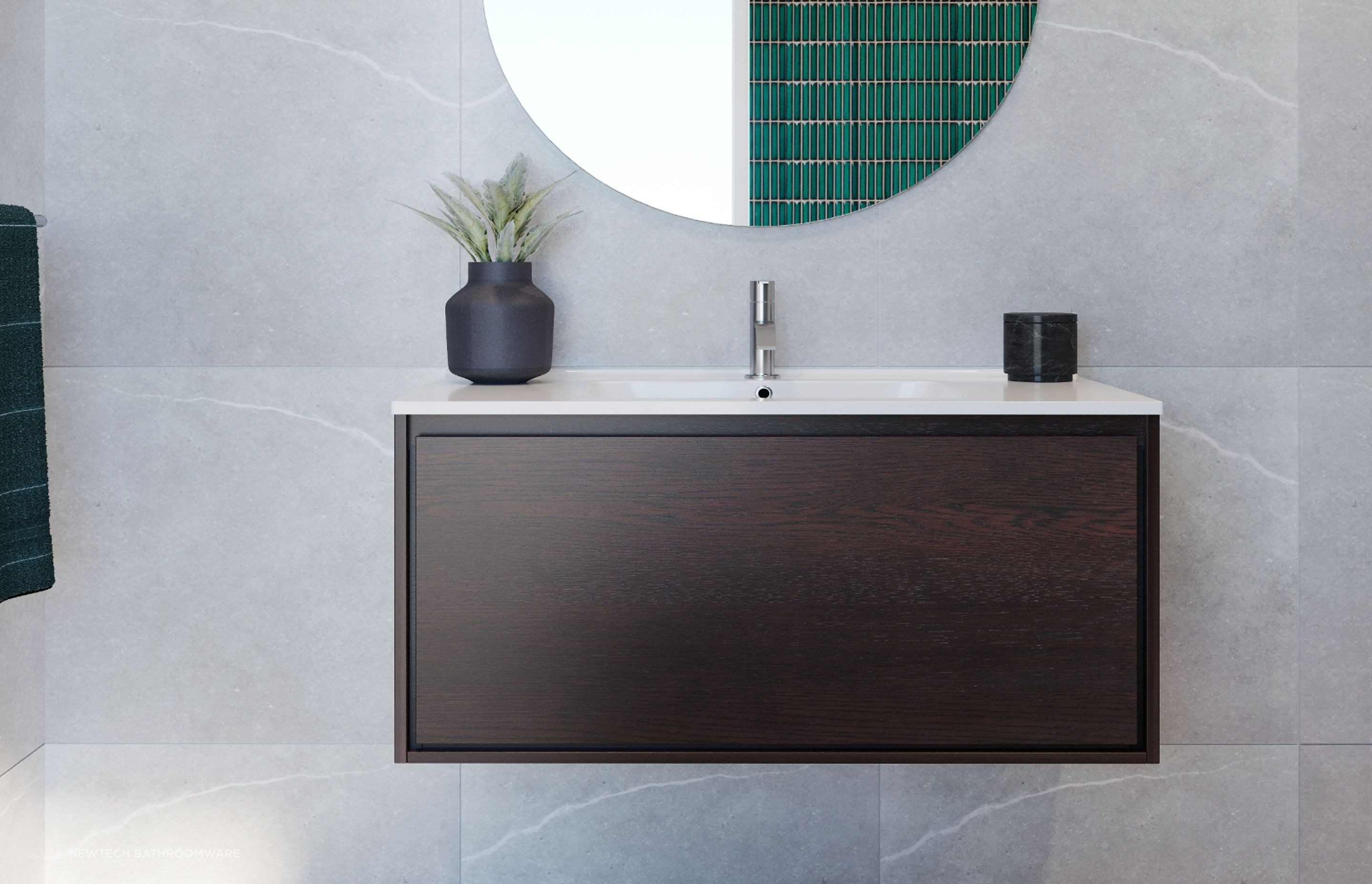 No visible cabinet hardware? No problems, especially when you have sleek solutions like the Avila Wall Hung Vanity.