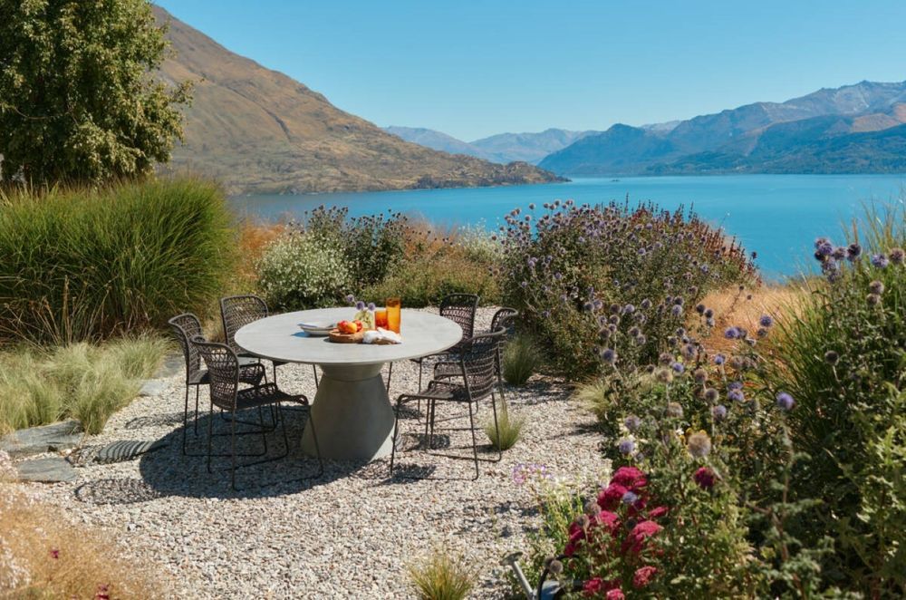 Inspired by Moke Lake in Queenstown, the Moke Dining Table offers a cool, contemporary take on alfresco dining.