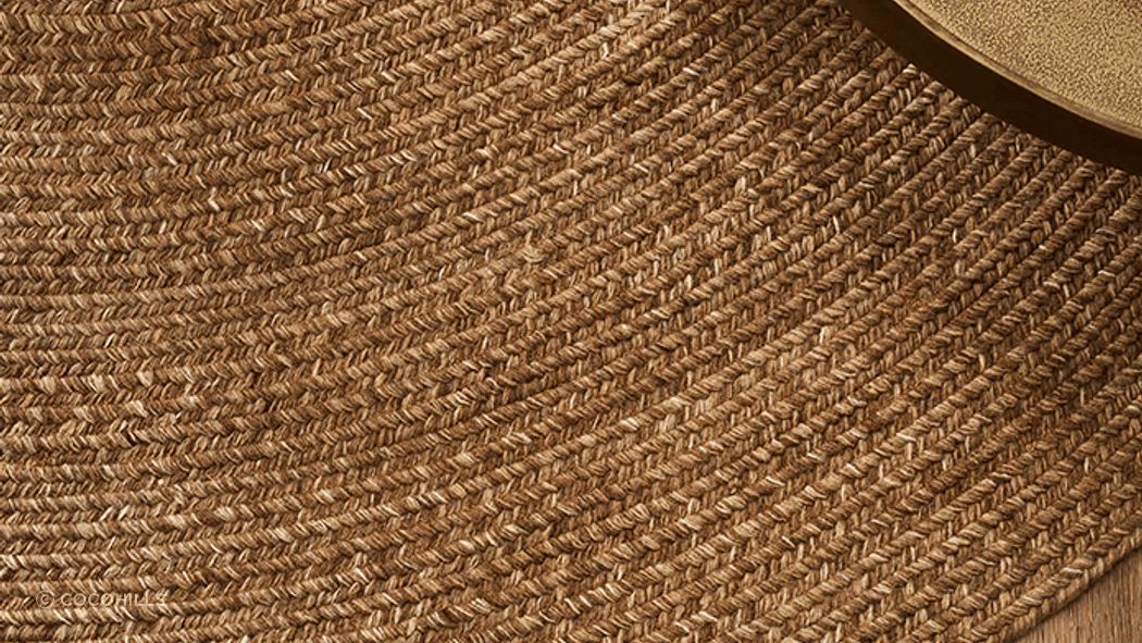 The Mornington rug in 'Teak' from Cocohills can transition easily from indoors to outdoors.