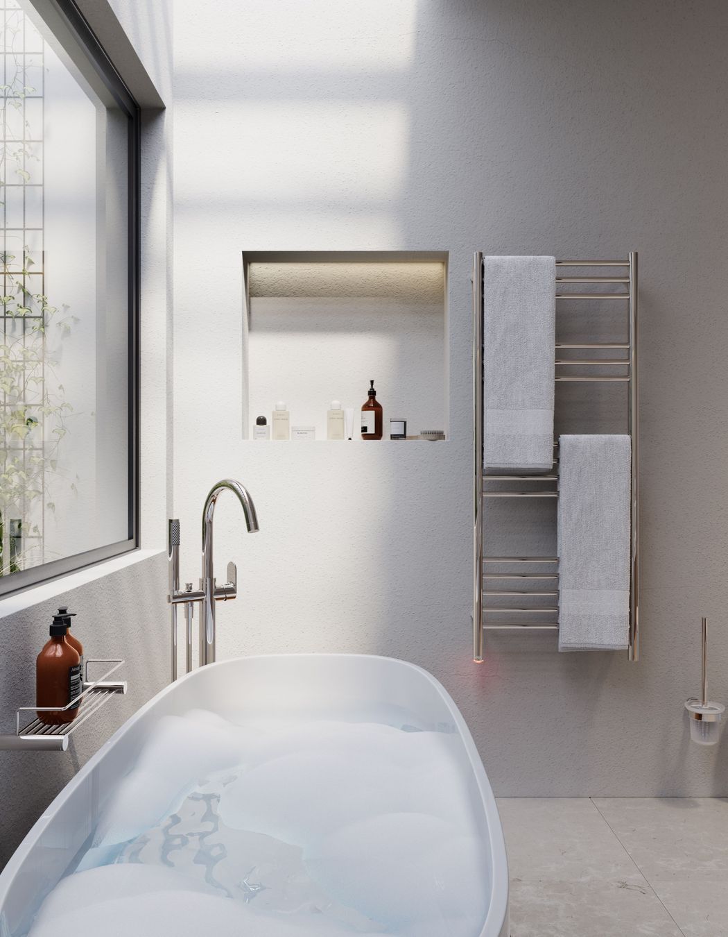 Quality stainless steel accessories and bathroom ware ensures durability.