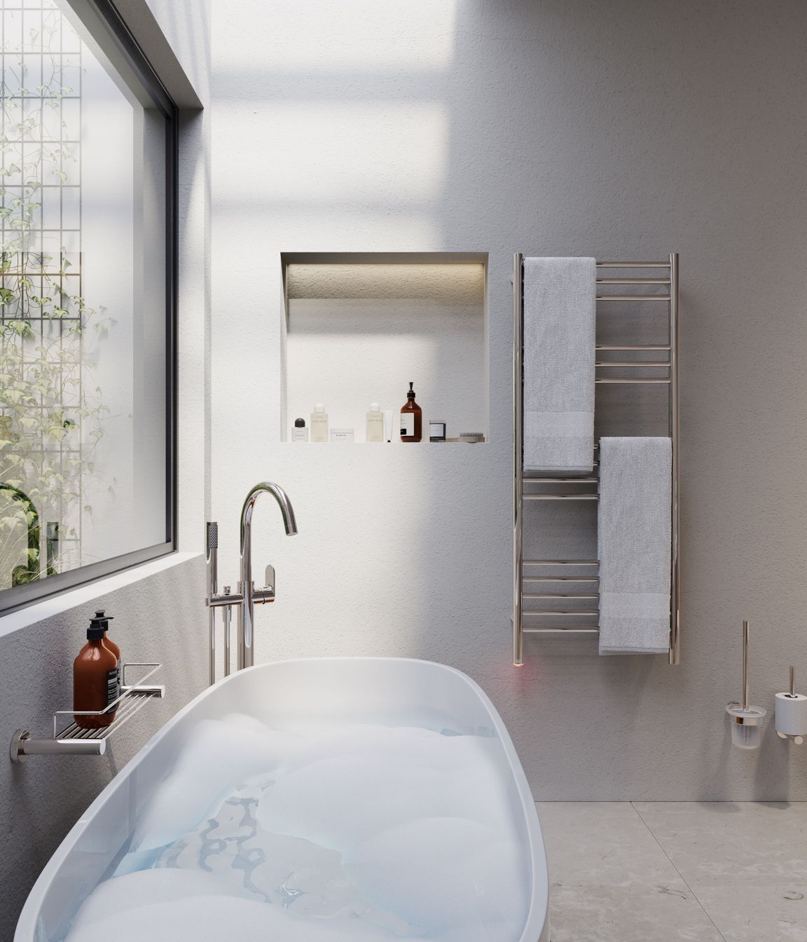 Quality stainless steel accessories and bathroom ware ensures durability.