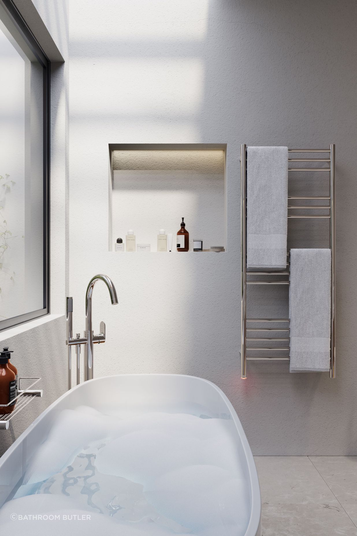 Quality stainless steel accessories and bathroom ware ensures durability.