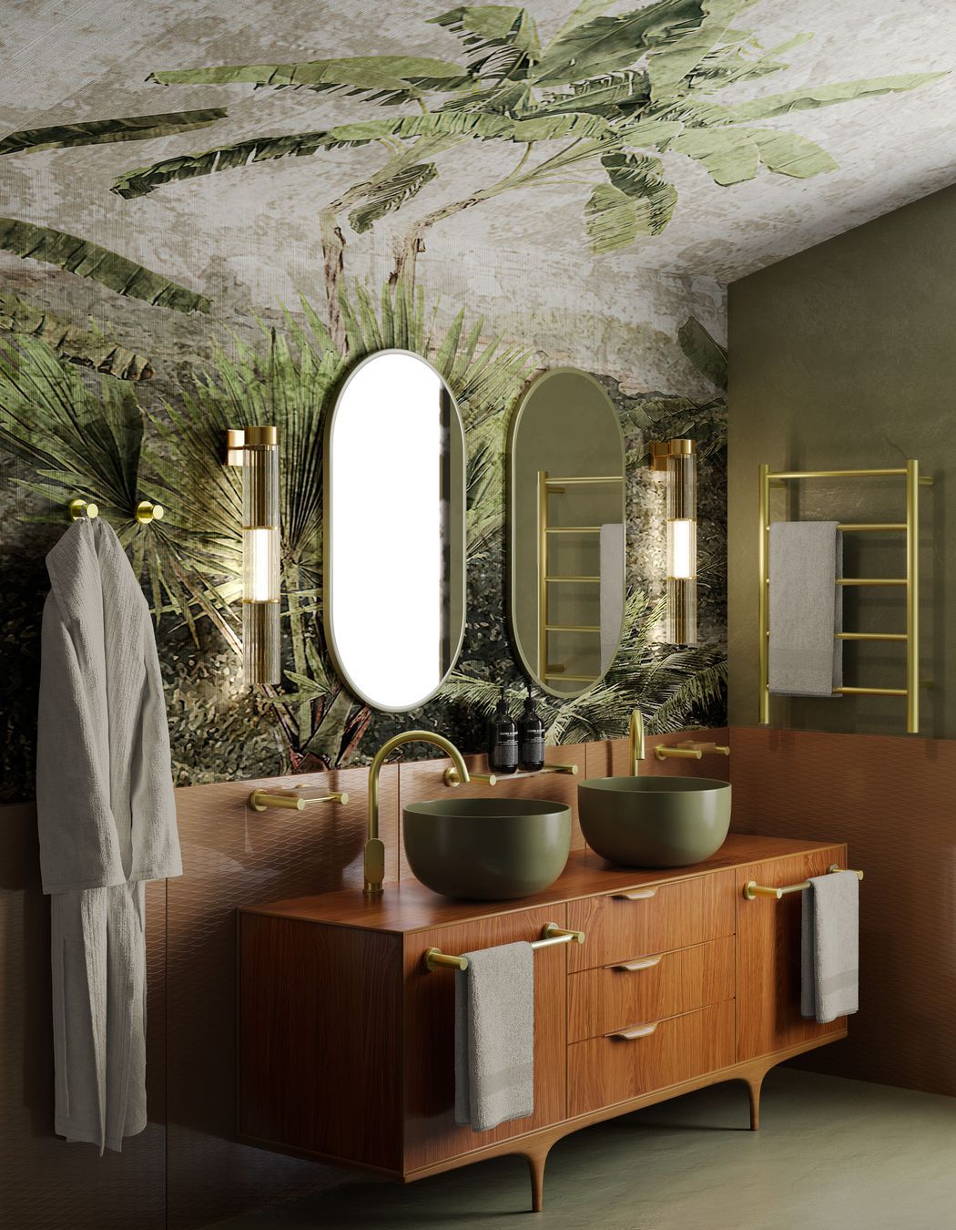 Add statement lighting and mirrors to your bathroom redesign.