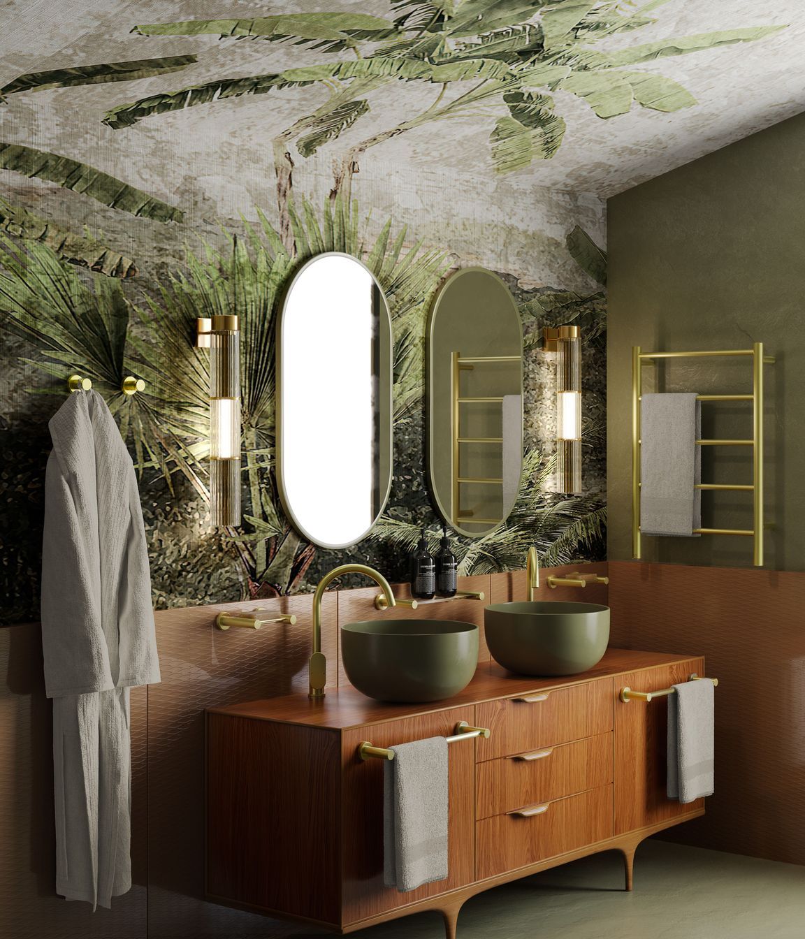 Add statement lighting and mirrors to your bathroom redesign.