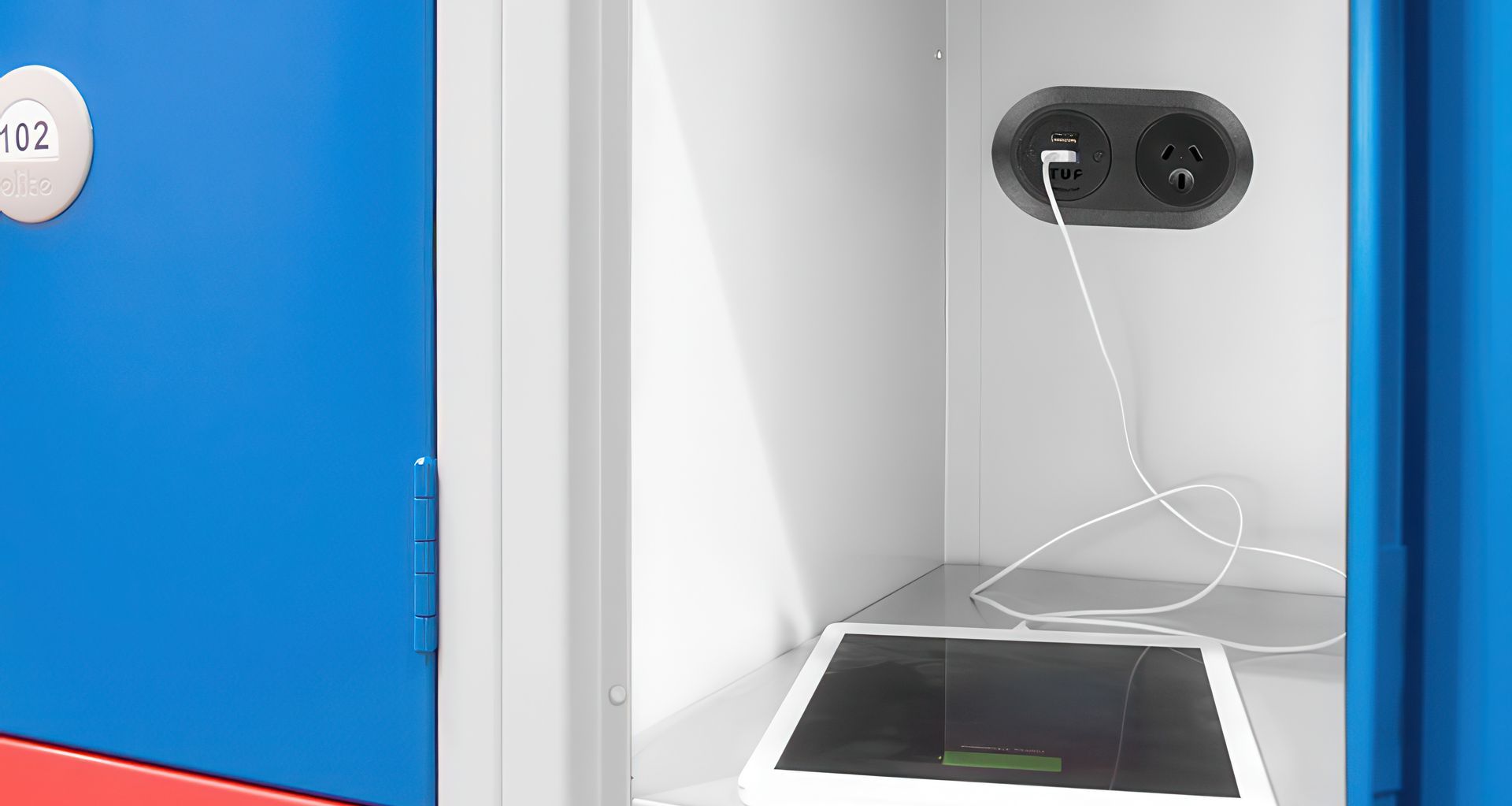 Locker is fitted with PIP2, includes USB charging and an AC power socket.