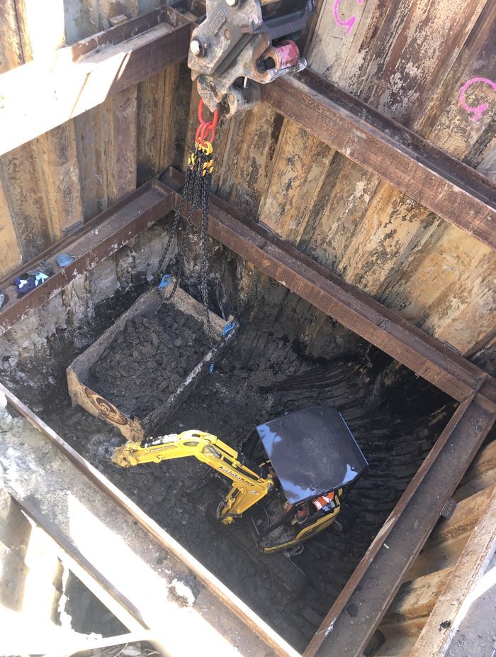 Installation of the gravity sewer main servicing the Scott Point precint development.