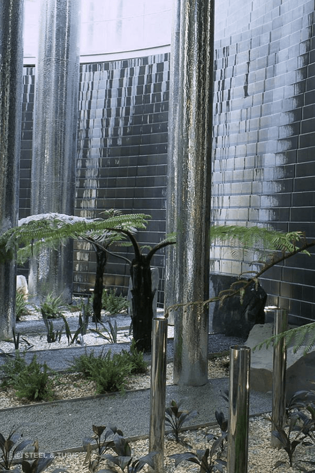 Rimex has been used to create a textured effect on these pillars in the Britomart Train Station.