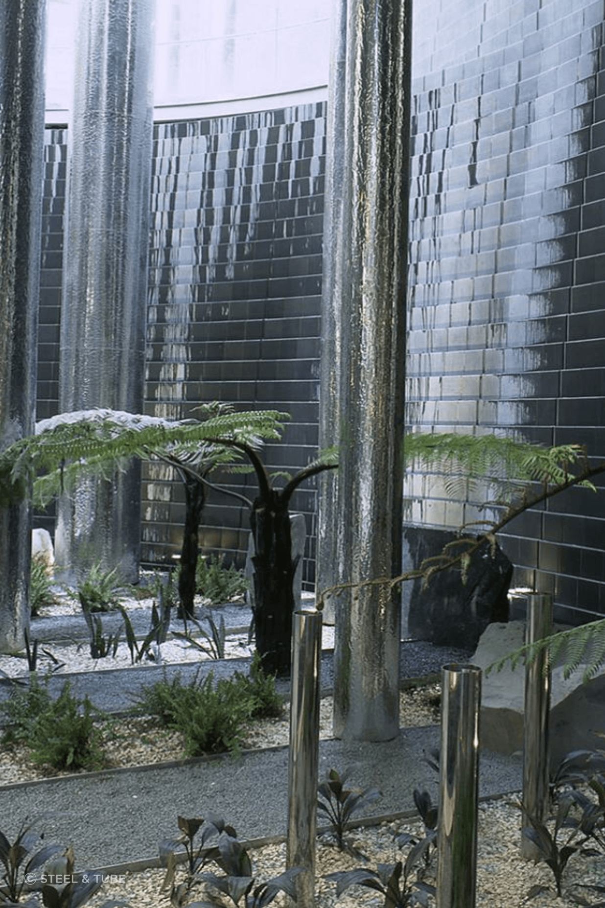 Rimex has been used to create a textured effect on these pillars in the Britomart Train Station.