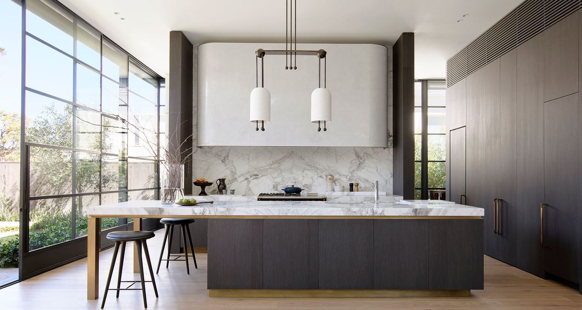 Fairweather Residence - Kitchen featuring Joseph Giles Ashworth Door Pulls in Mid Antique Brass Waxed from The English Tapware Company.