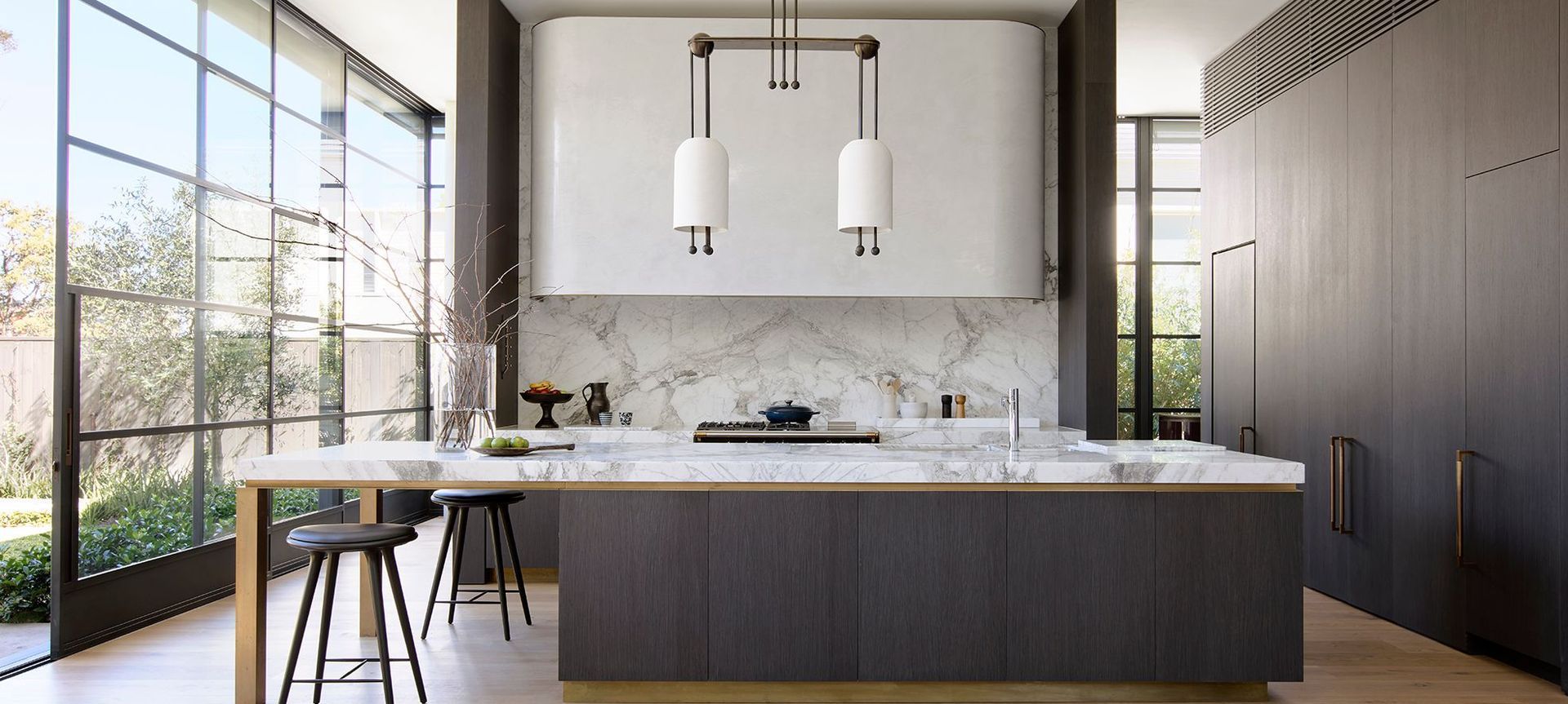 Fairweather Residence - Kitchen featuring Joseph Giles Ashworth Door Pulls in Mid Antique Brass Waxed from The English Tapware Company.