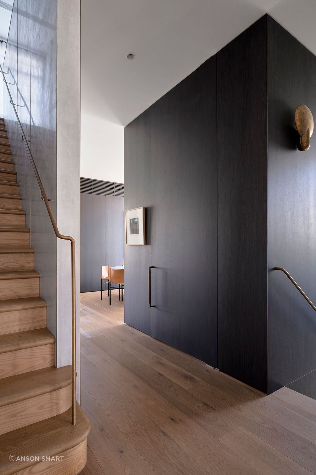 Joseph Giles Ashworth door pull handle, mounted with back-to-back fixings.