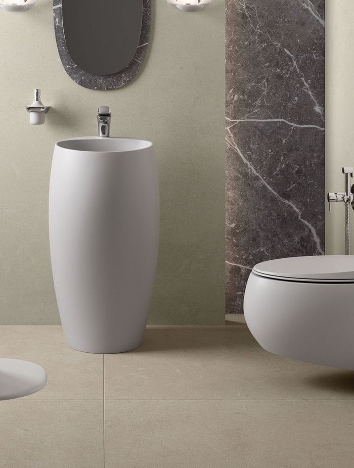 The curved form of the RAK Cloud Wall-Hung Toilet Suite is visually stunning and easy to clean.