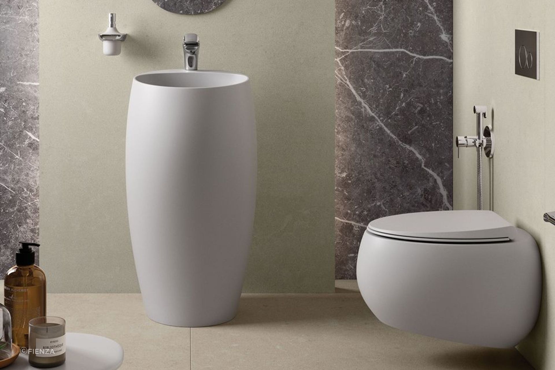 The curved form of the RAK Cloud Wall-Hung Toilet Suite is visually stunning and easy to clean.