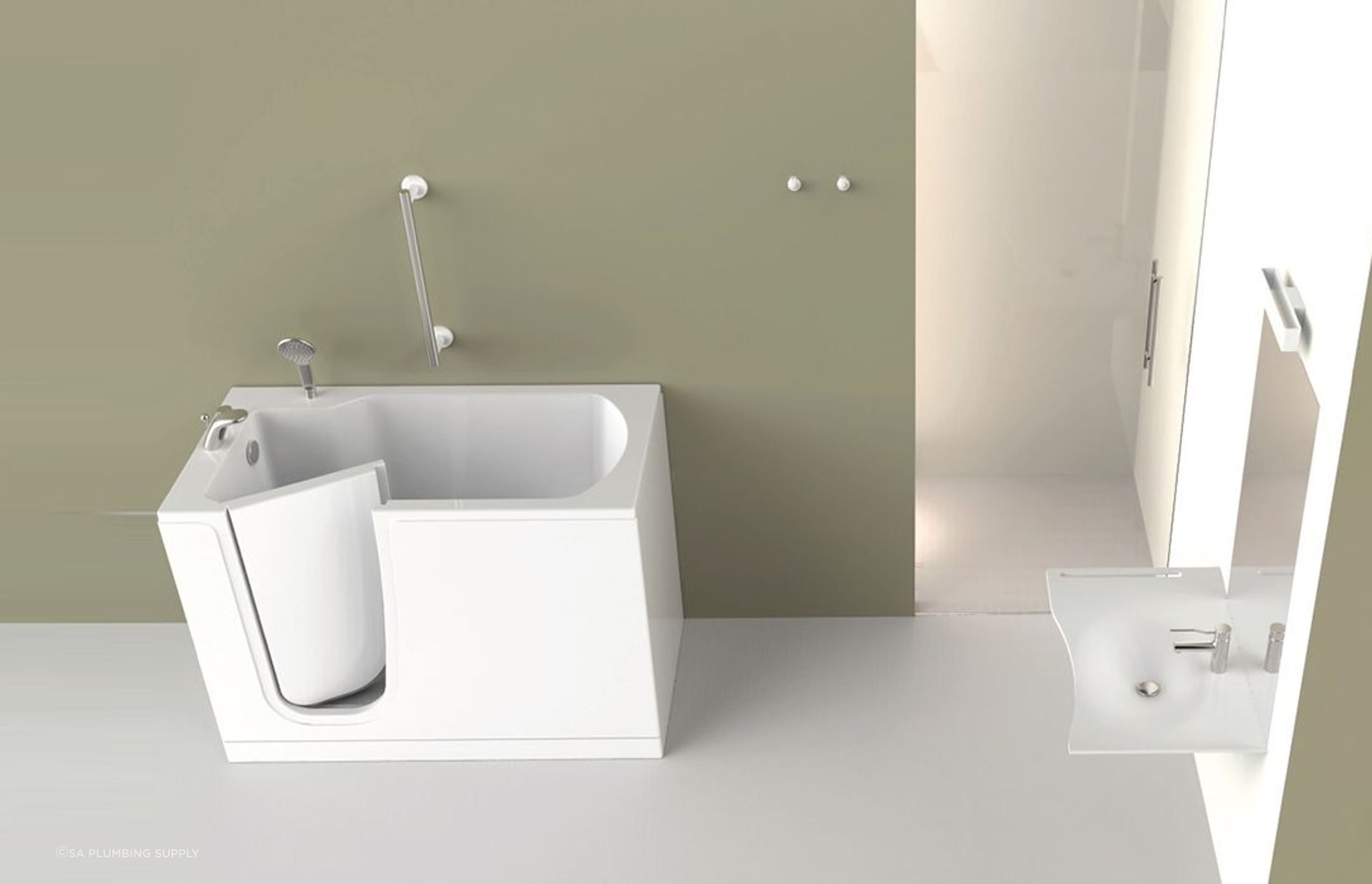 Ergonomic and elegant, Oasi bathtubs by Goman are designed to be used by people with mobility difficulties