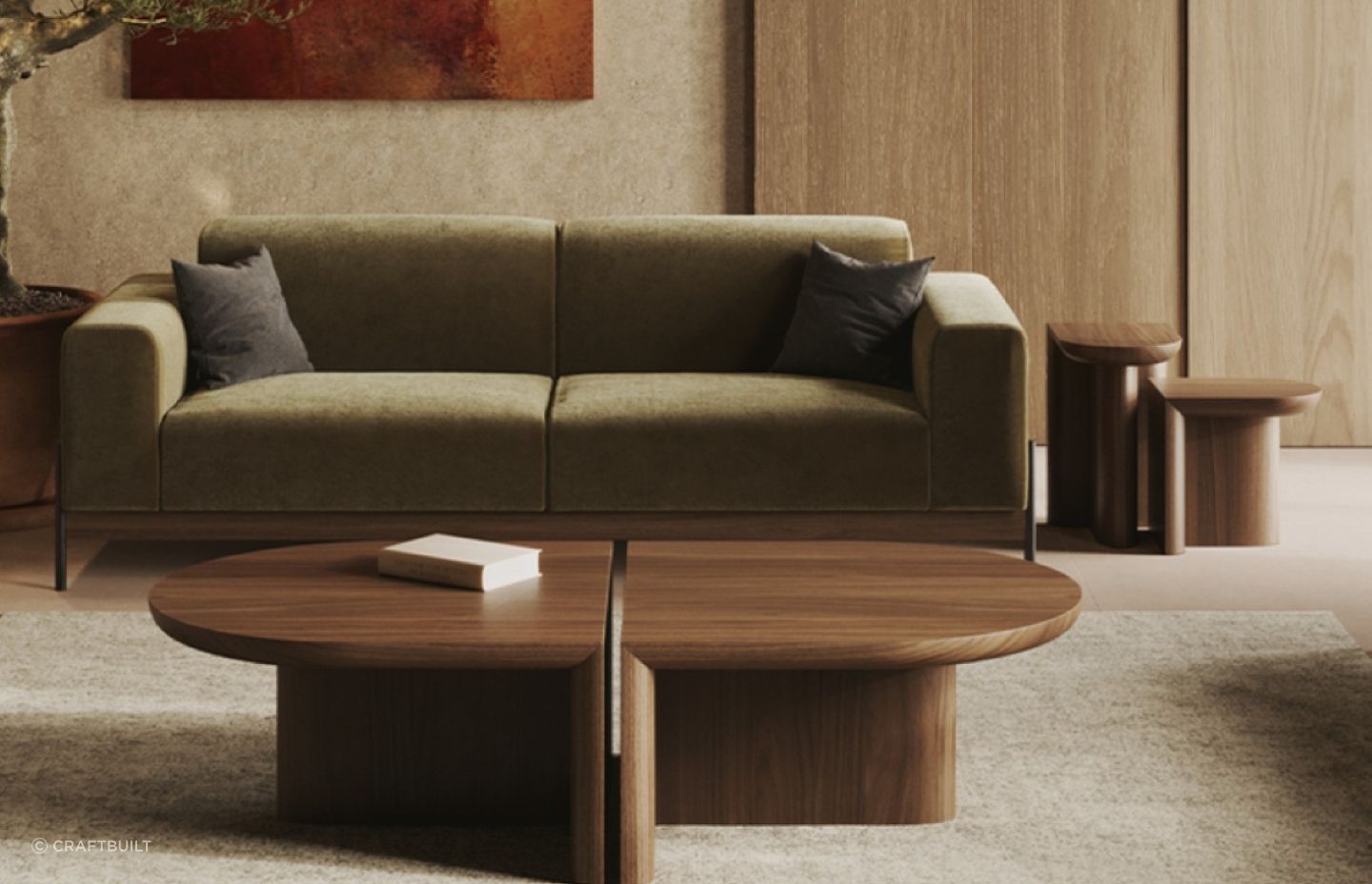 The Re-Form Side Table from Craftbuilt can be matched with complementary pieces for a seamless look.