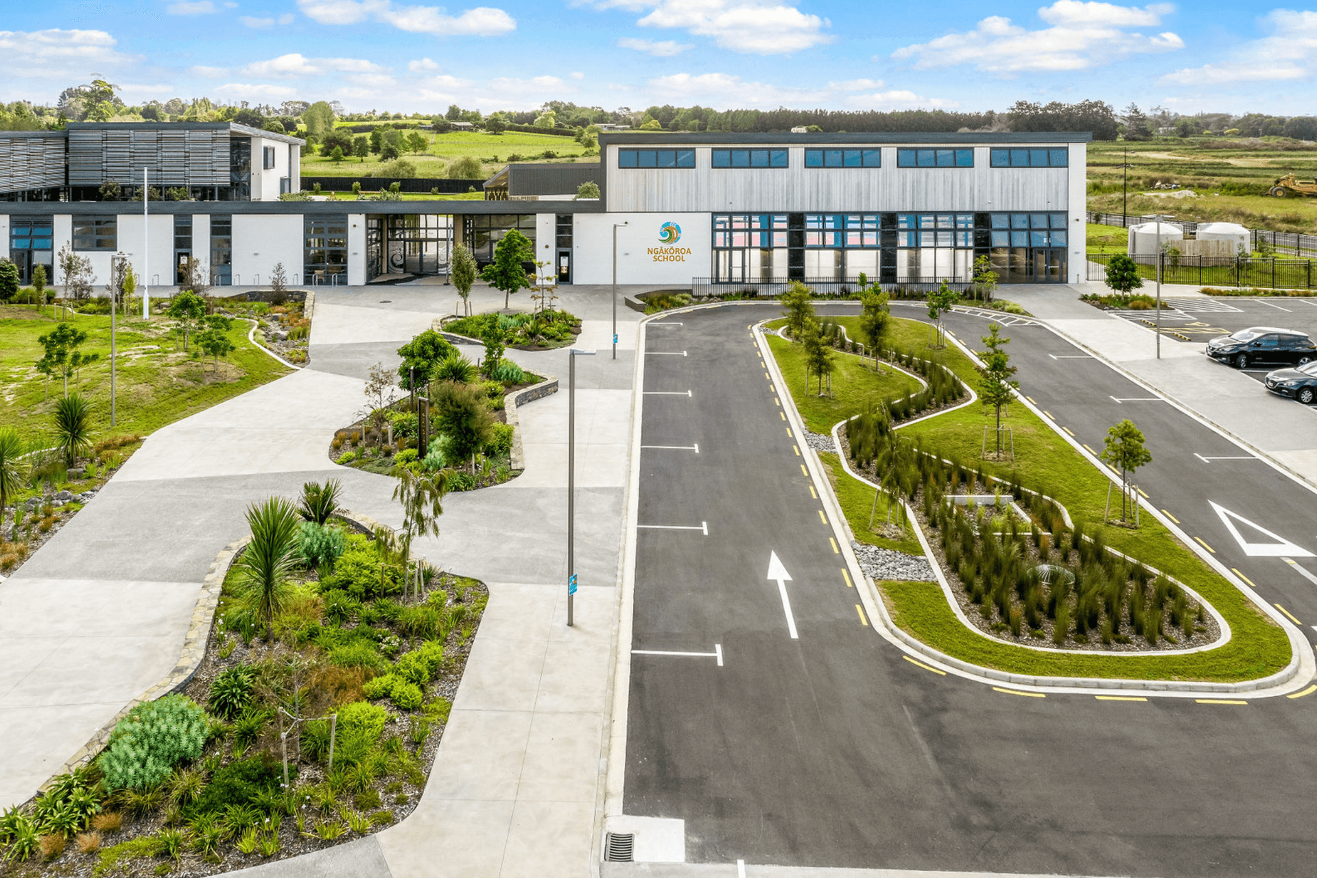 The entrance to Ngākōroa School.