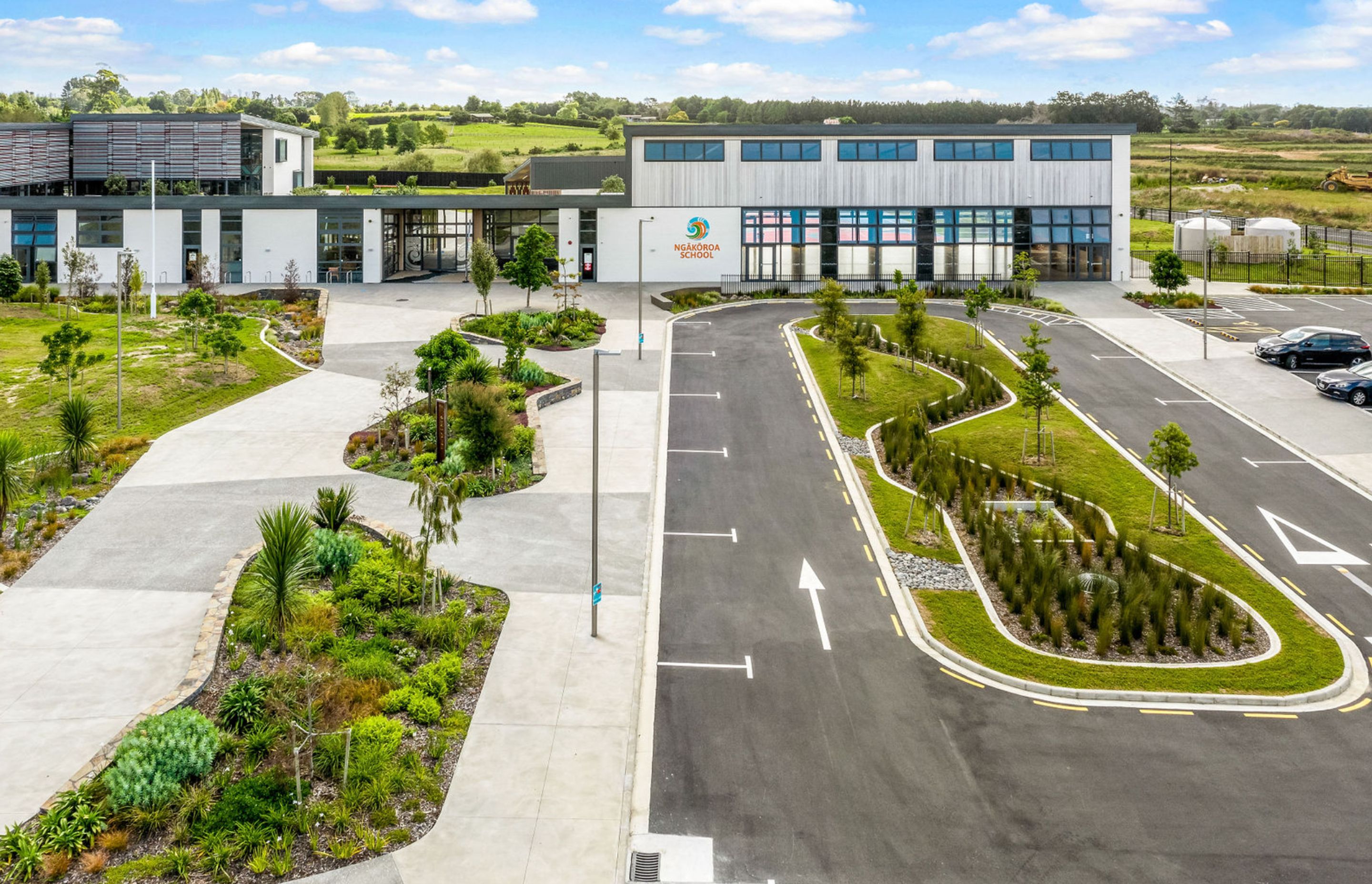 The entrance to Ngākōroa School.