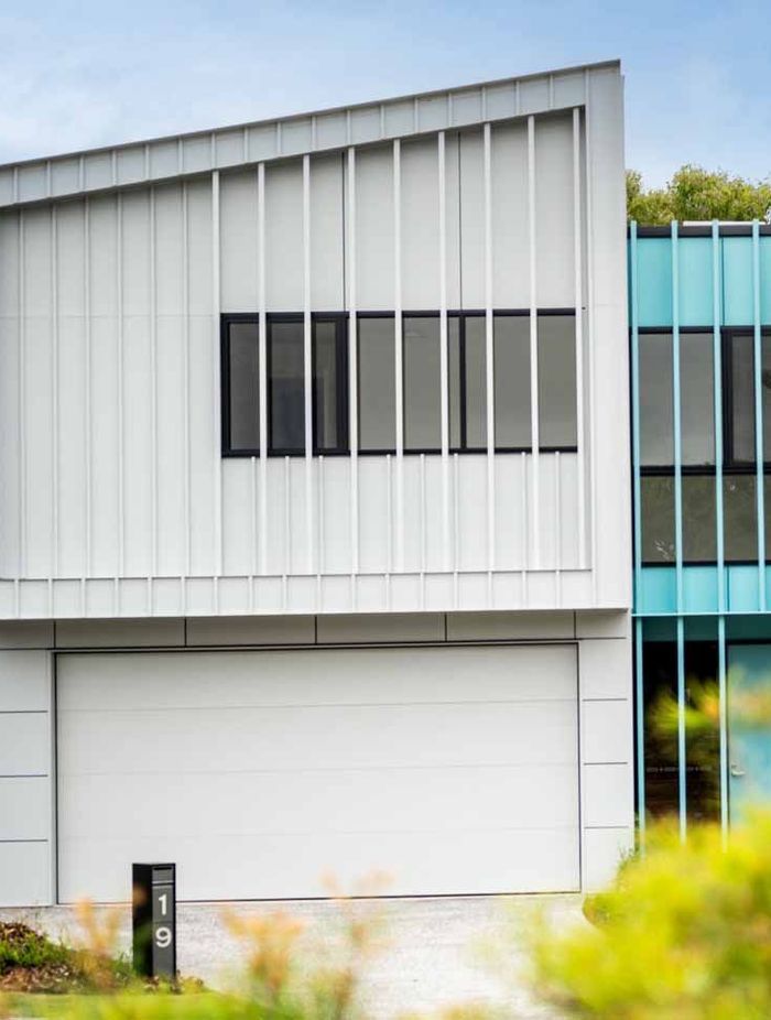 Variations in the facades add interest to this modern townhouse development.