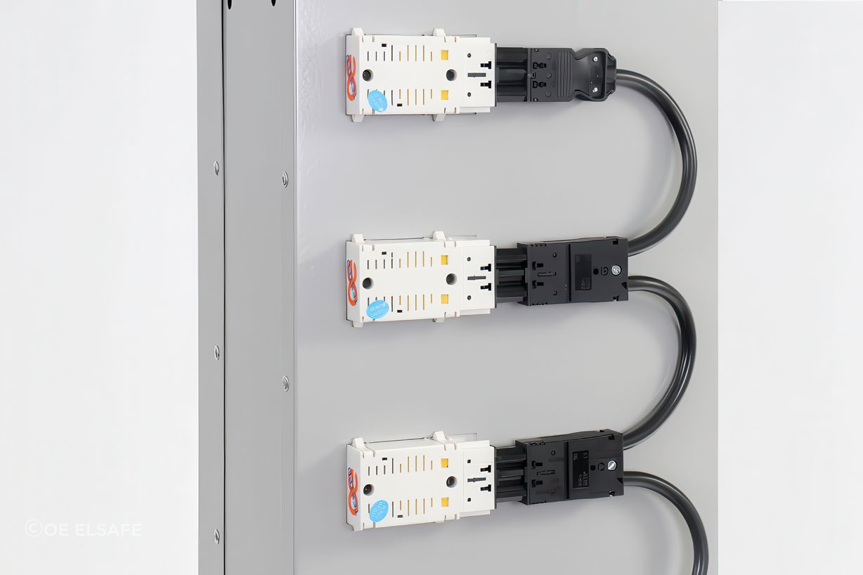 Daisy chain installation to power multiple lockers from a single starter.
