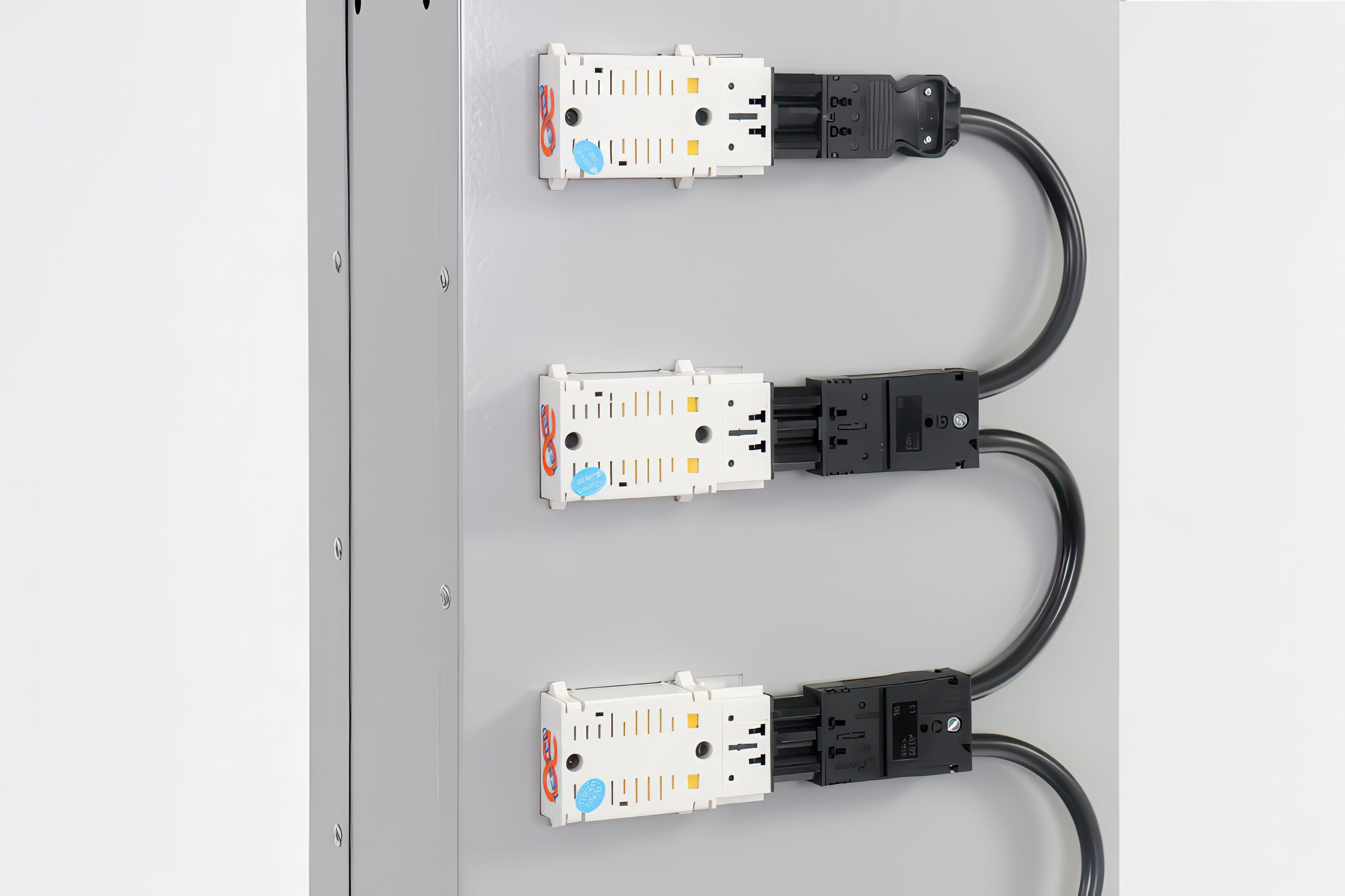 Daisy chain installation to power multiple lockers from a single starter.