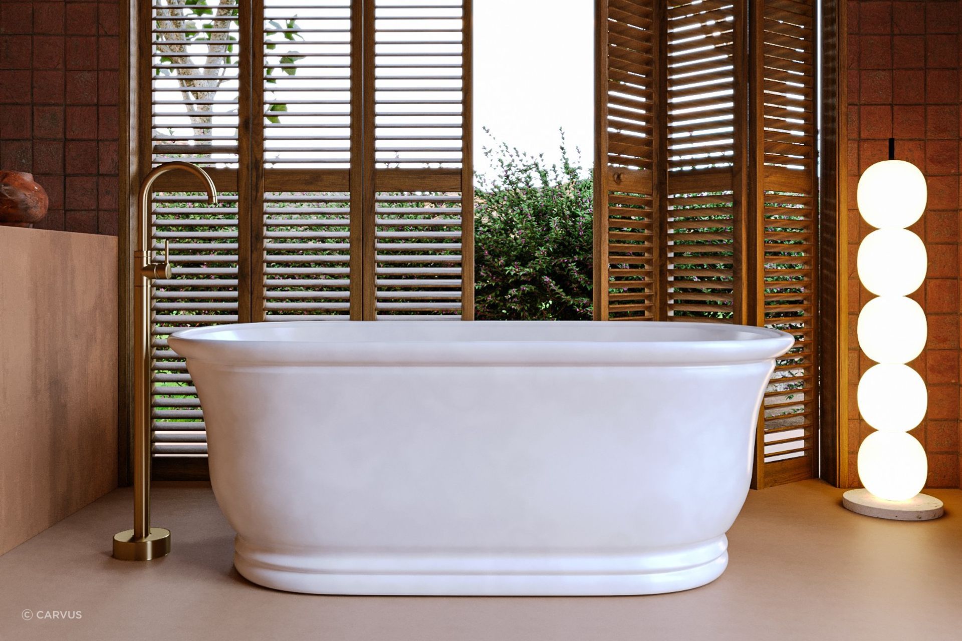 Opulent and elegant — the Sona Marble Bathtub.