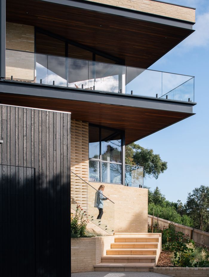 Natural materials complement the home's location.