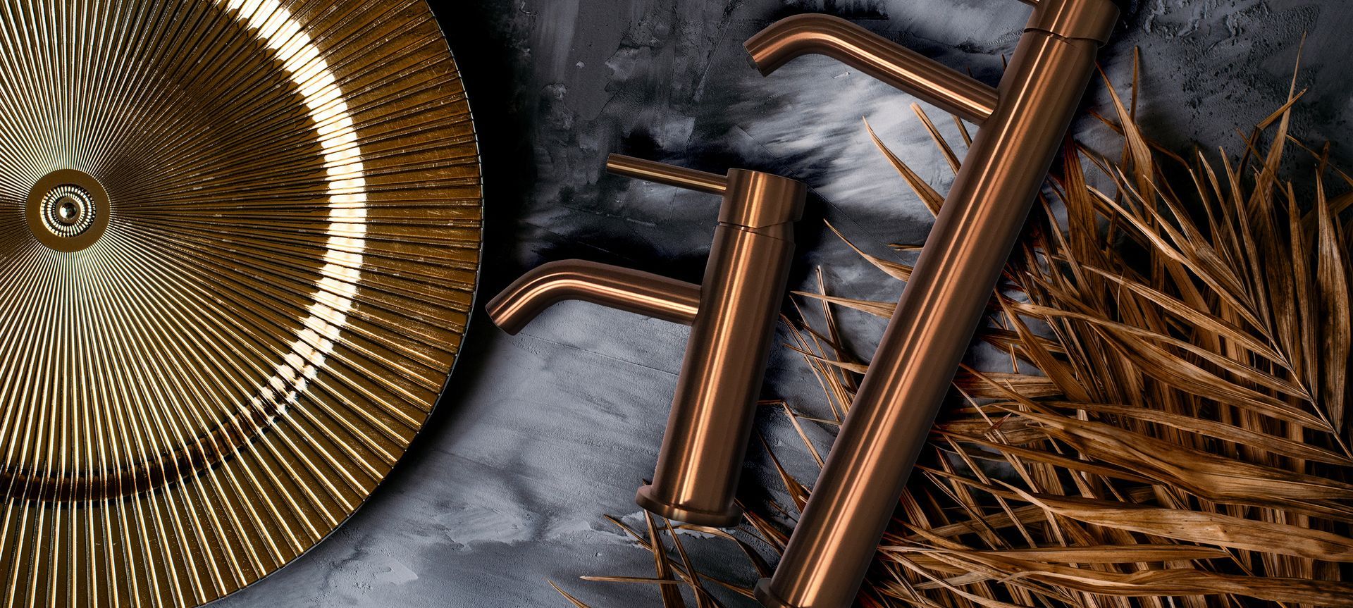 Voda Plumbingware's 'Storm' basin mixers in copper.
