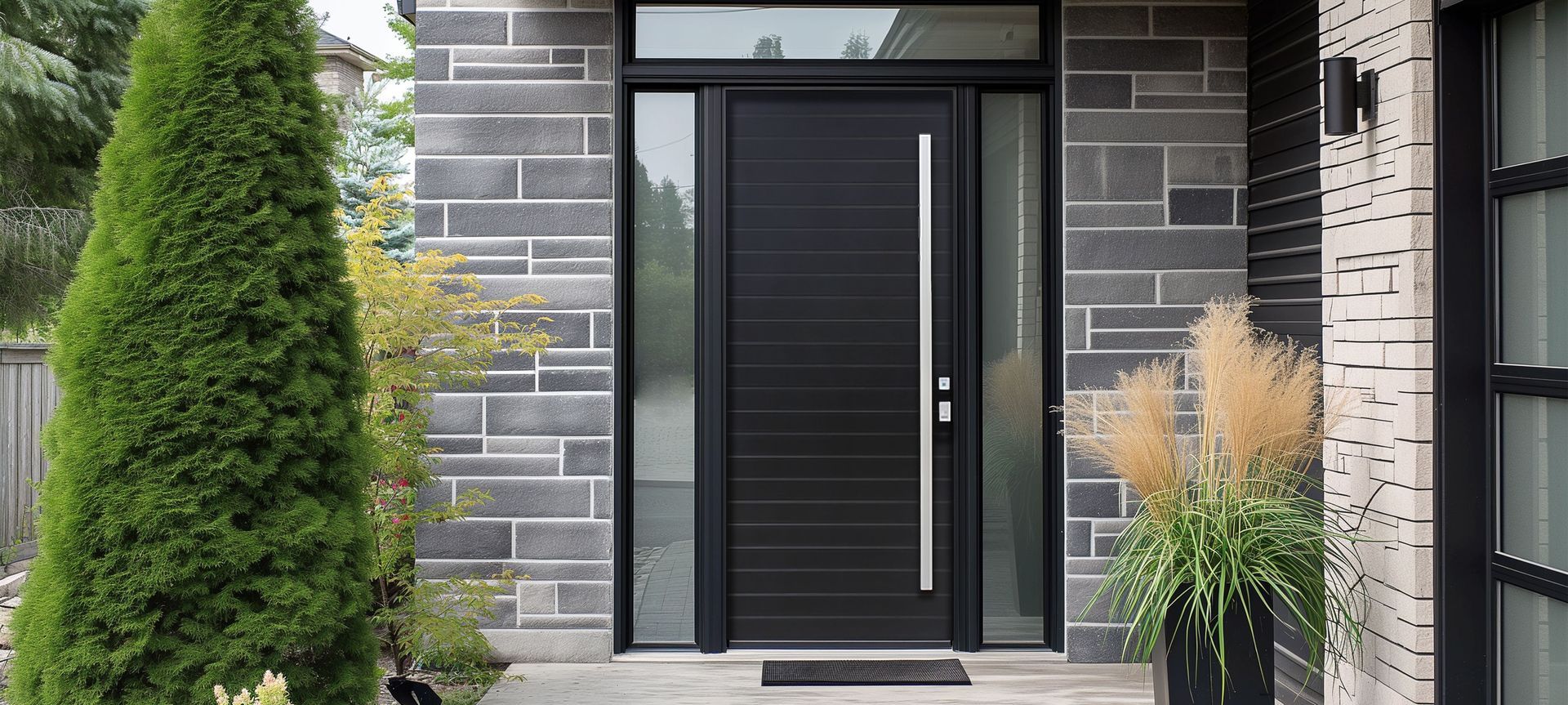 This aluminium front door by Parkwood Doors showcases aluminium's suitability for darker colours while remaining durable.