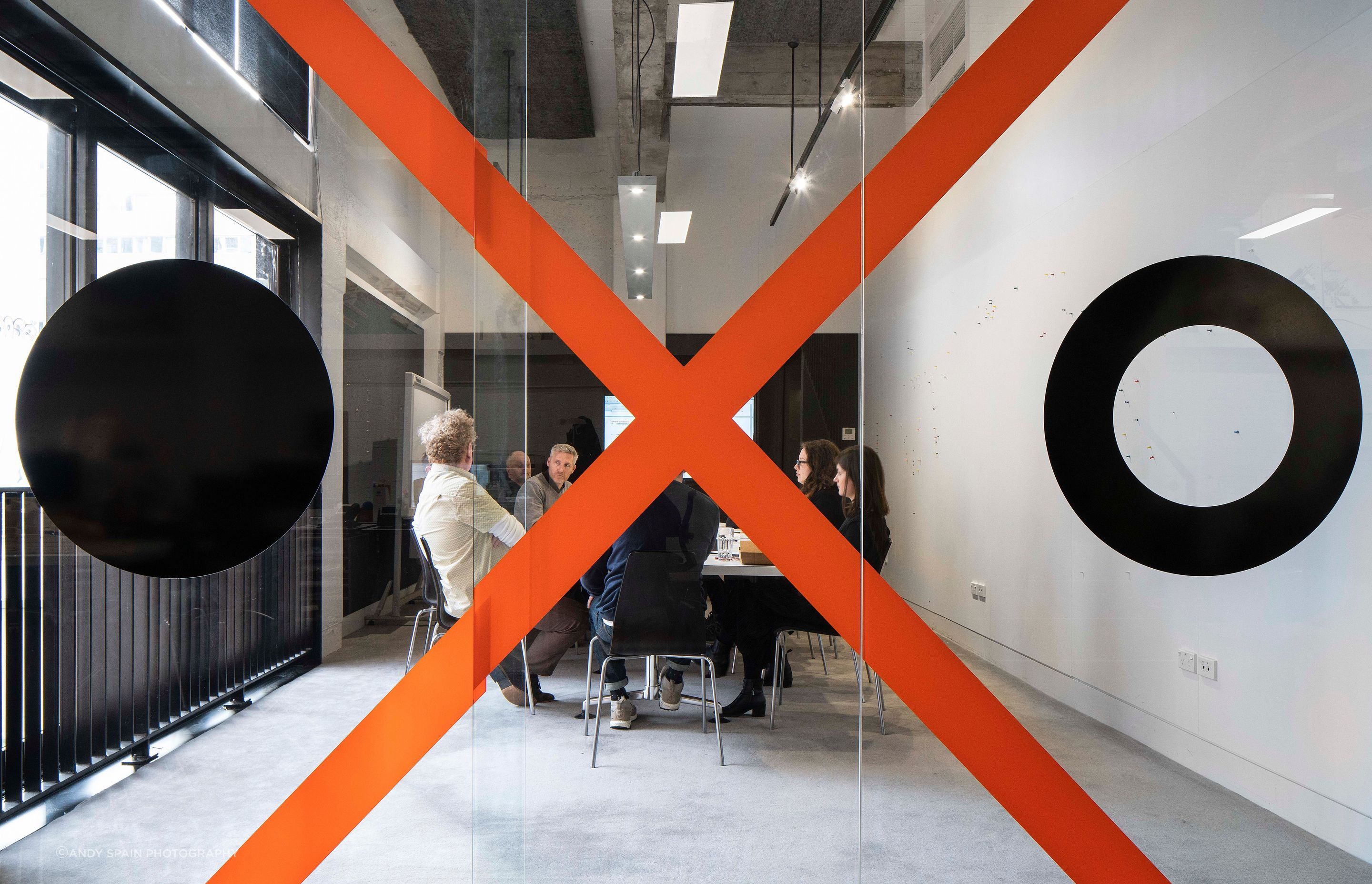 The Studio Pacific Architecture office, with wool carpet and wool felted booth seating.