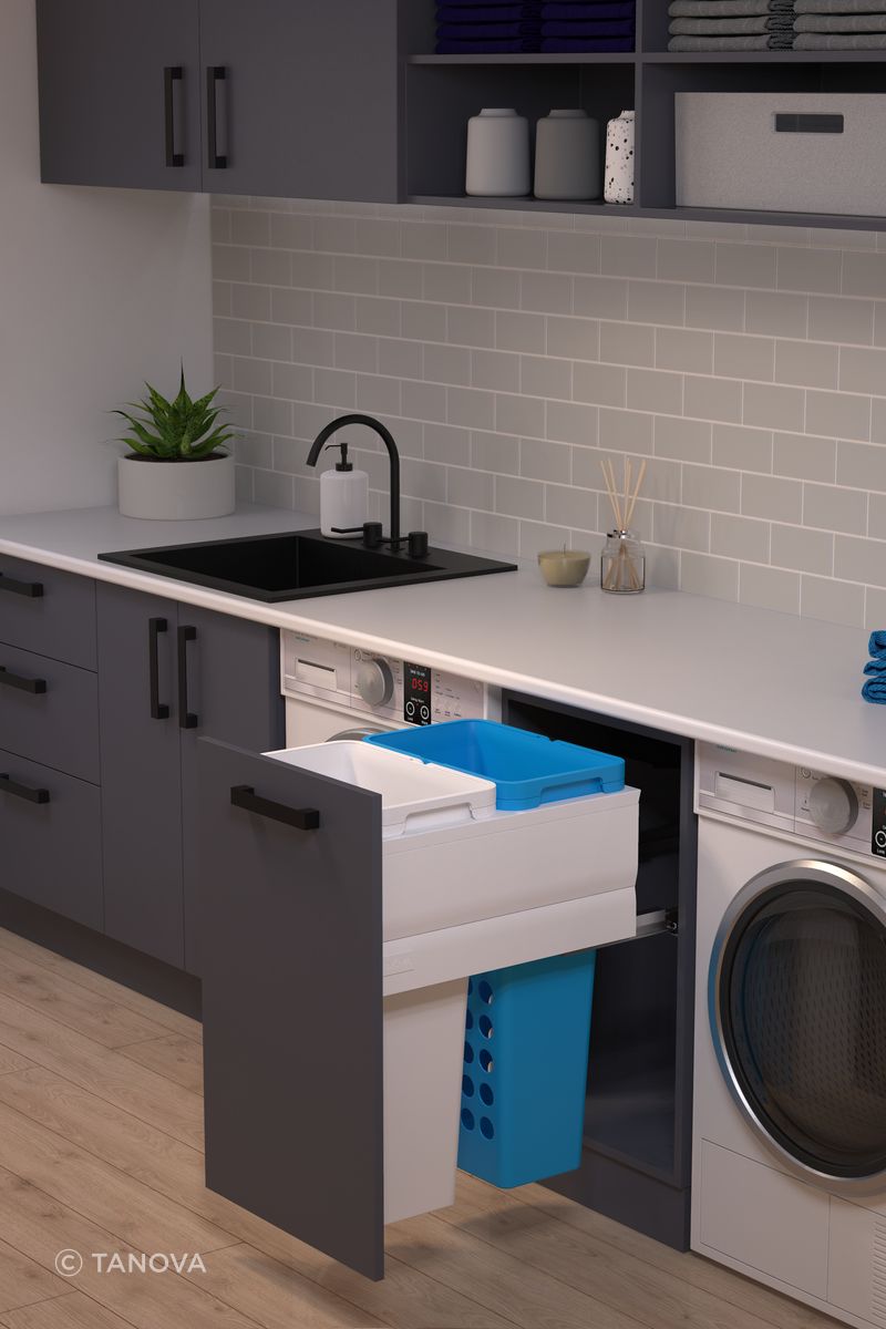 Practical baskets keep laundry out of sight