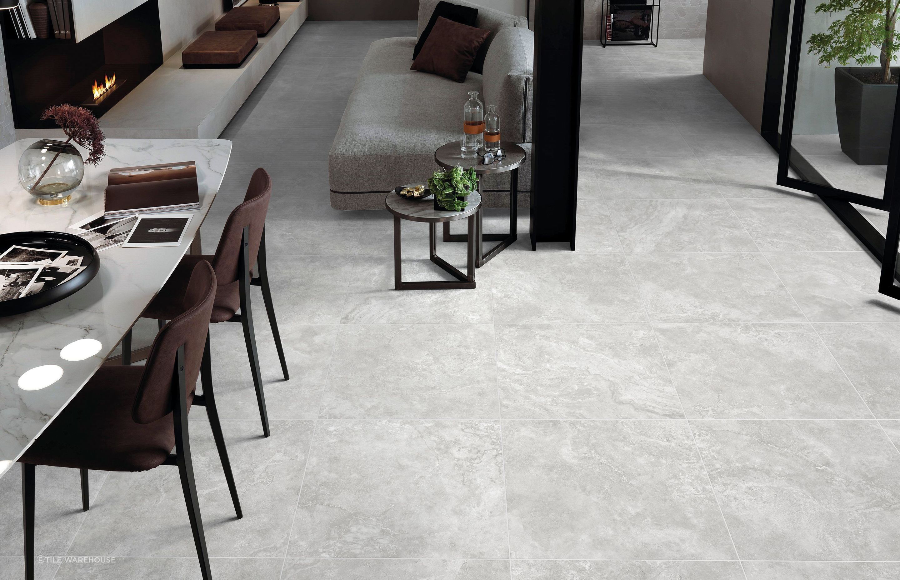 Suitable for indoors and out, the tiles are effective in creating indoor-outdoor connection.