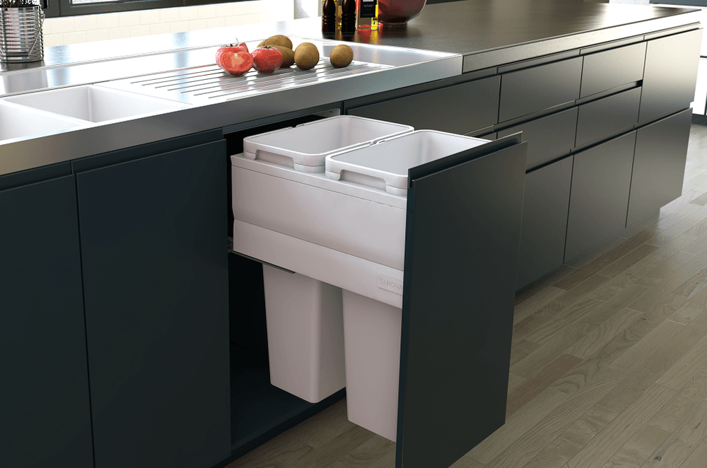 Tanova pull-out bins come in various sizes and configurations to fit your kitchen design