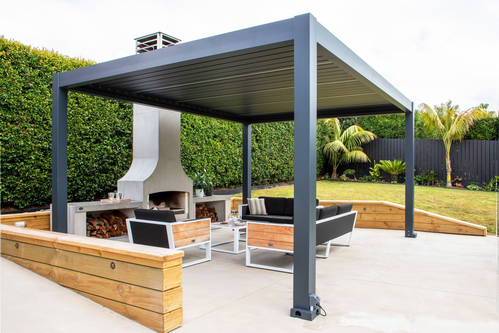 Louvred pergolas are a cost-effective way to create a safe and usable outdoor space.