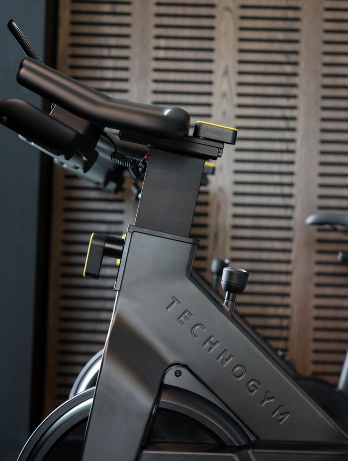 Technogym's Group Cycle Connect Spin Bike is a compact design that can fit easily into any space.