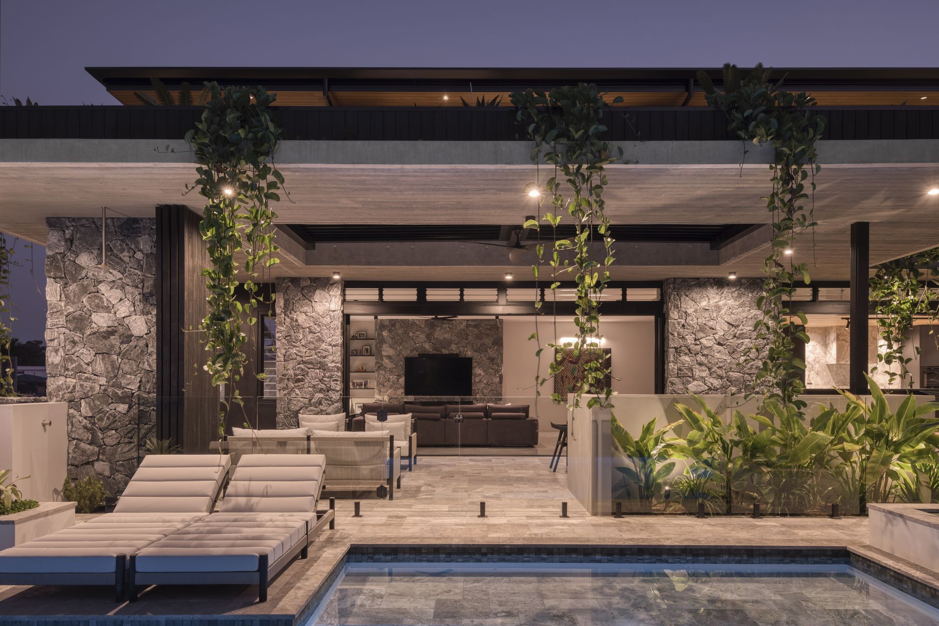 Vespa House: The seamless flow of materials from indoors to out connects the homes internal and external spaces.