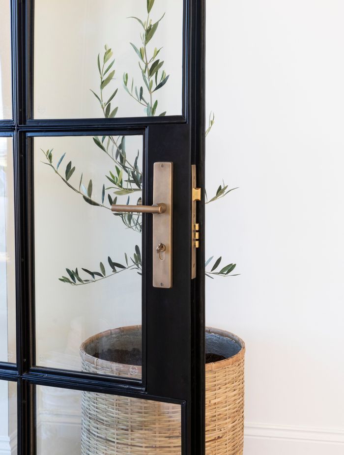 The Charleston entrance set in brass from Supreme Lock &amp; Hardware.