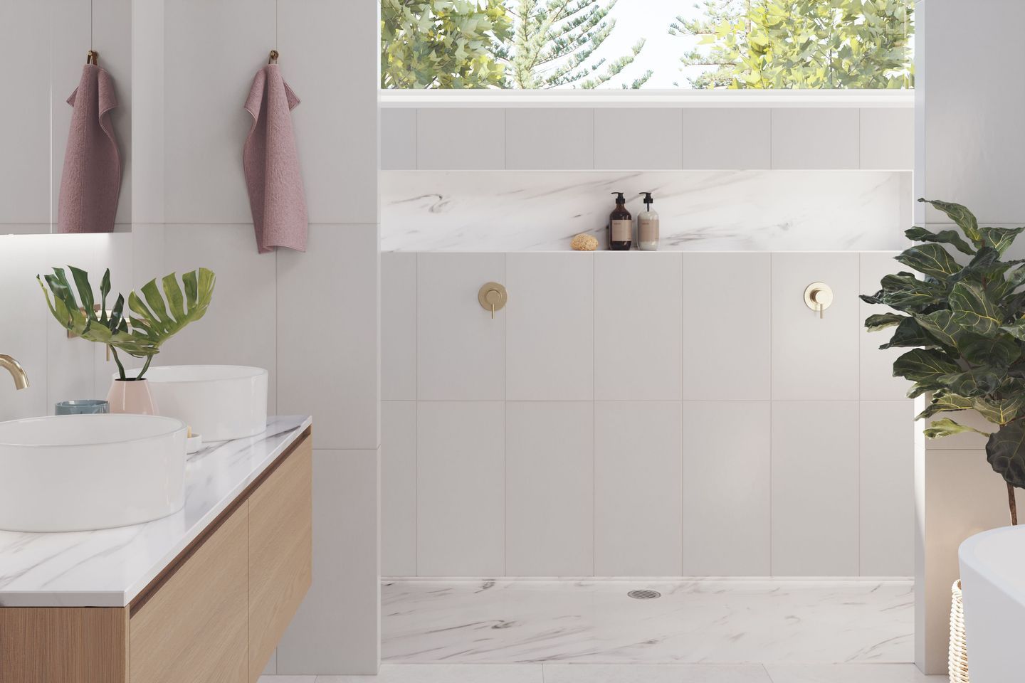Wet Area Solutions' acrylic shower trays, vanity bowls and shower niches come in a vast range of stone-look variations.
