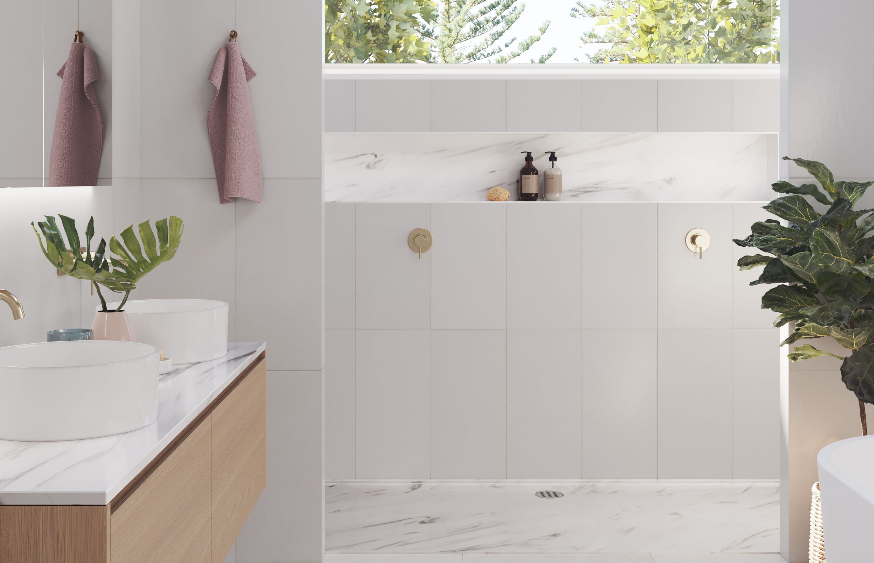 Wet Area Solutions' acrylic shower trays, vanity bowls and shower niches come in a vast range of stone-look variations.