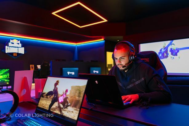 Lighting transforms this RedBlull Gaming Hub.