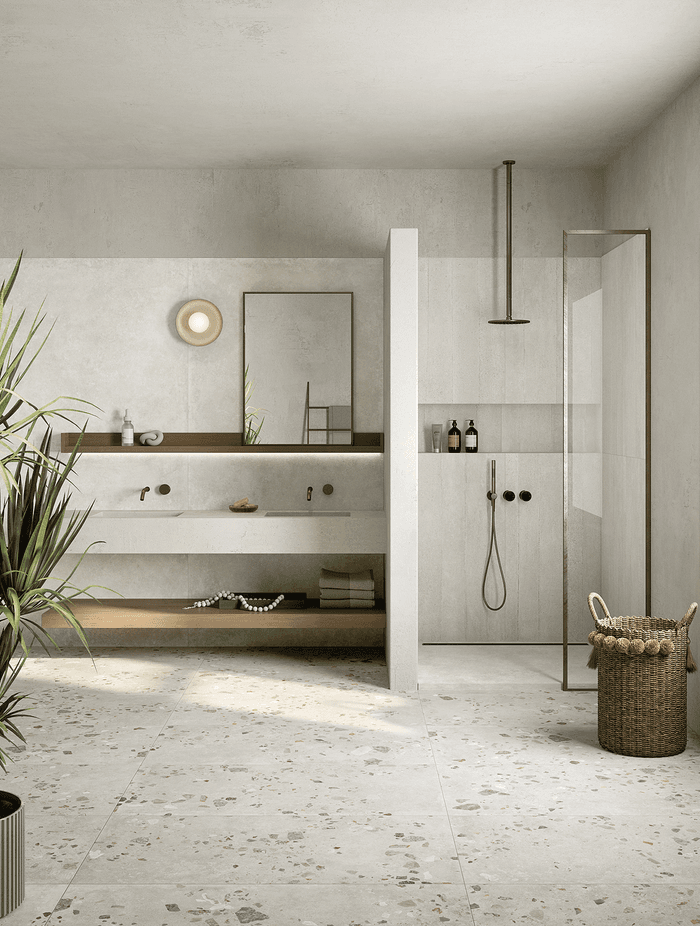 Bathroom featuring Yourself Pure tiles from The Tile Depot.