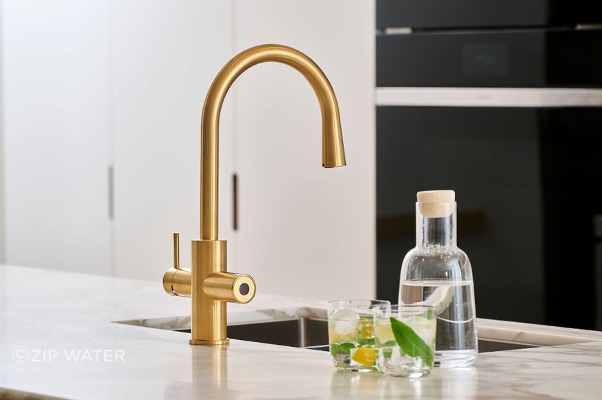 Instant filtered boiling, chilled and sparkling drinking water, plus unfiltered hot and cold water, all from one tap.