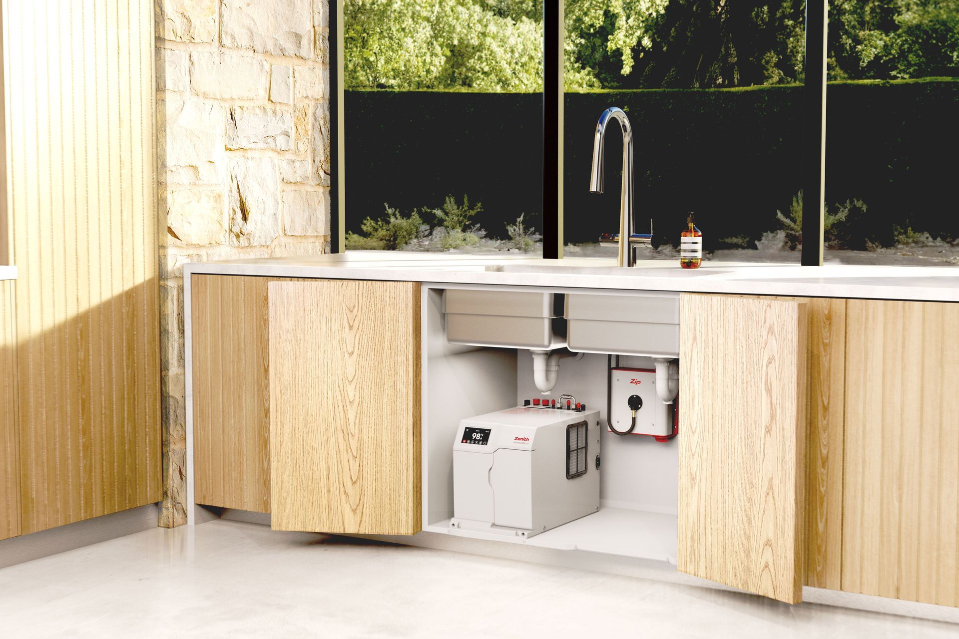 Zenith's HydroTap saves space bench space and energy.