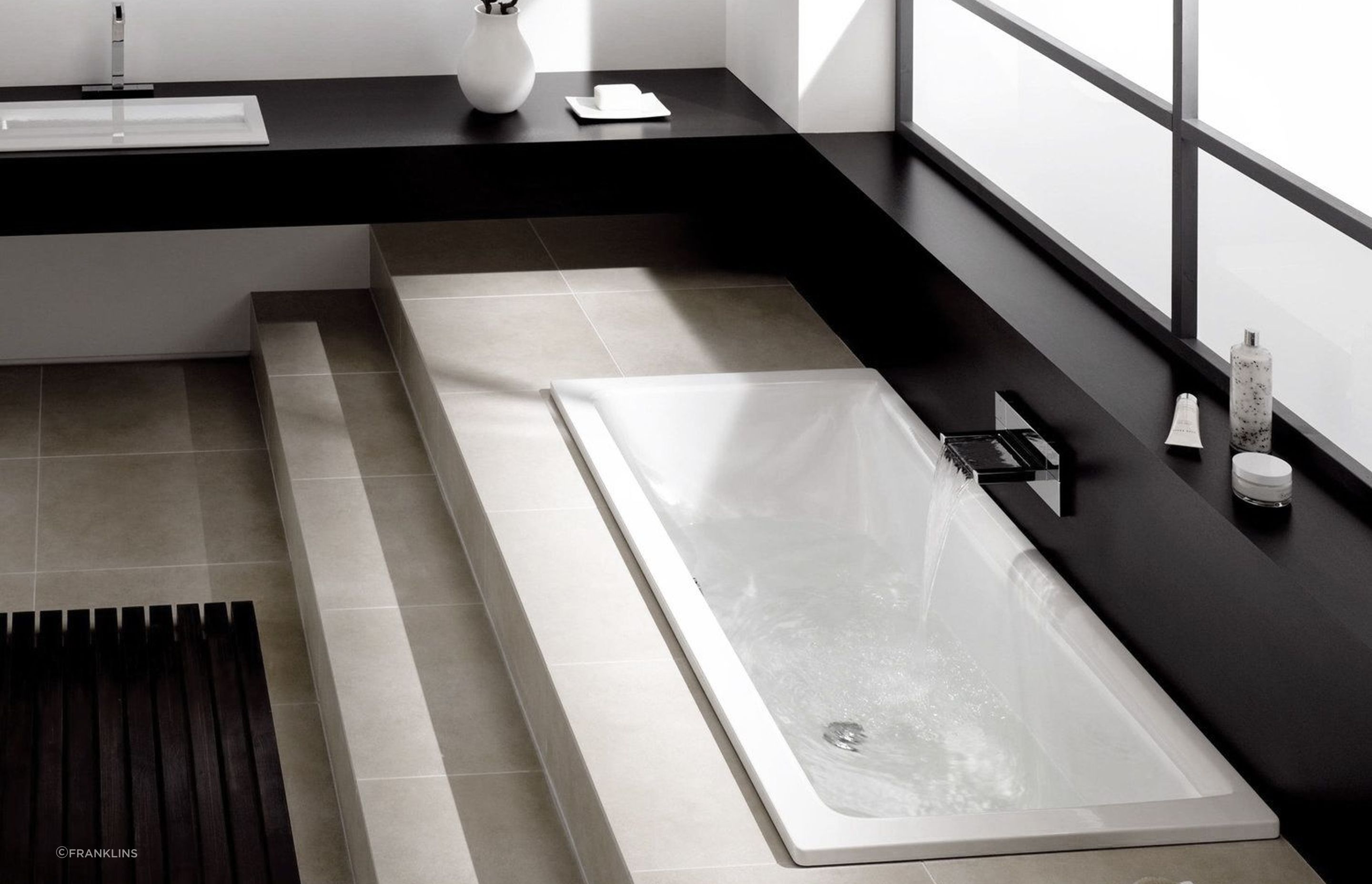 The Bette Free Drop-in Bath provides relaxed bathing for two with its centrally placed drain