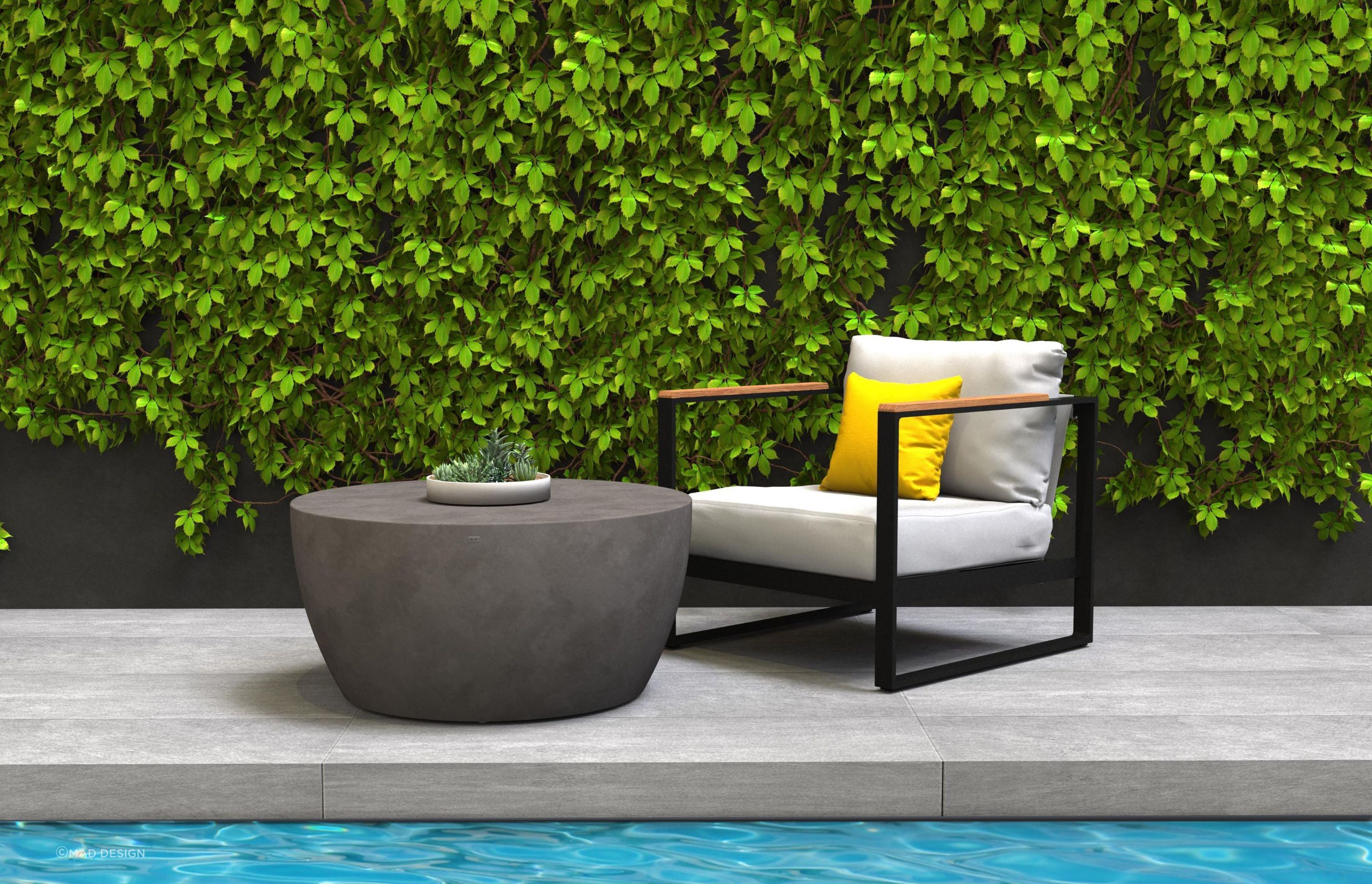 Made from 95% recycled materials and green cement, the Blinde™ Circ M2 Concrete Coffee Table is a bold, eco-friendly choice.