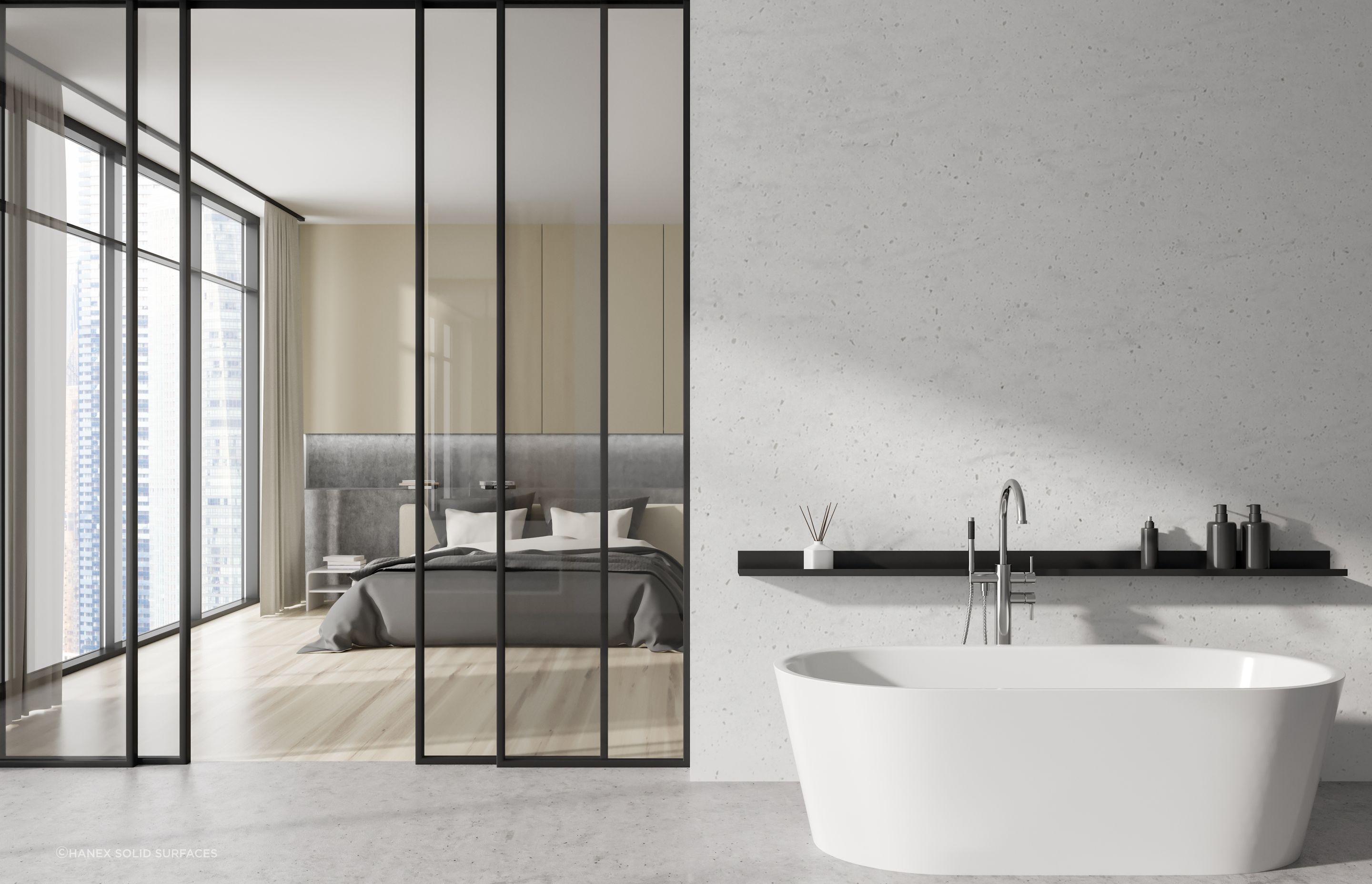 Inspired by the Icelandic waterfalls, Hanex' Cascade Ice features a delicate vein and a subtle variation in colour which resembles the effortless flow of water. A subtle sparkle mimics the shine of splashing water in the light.
