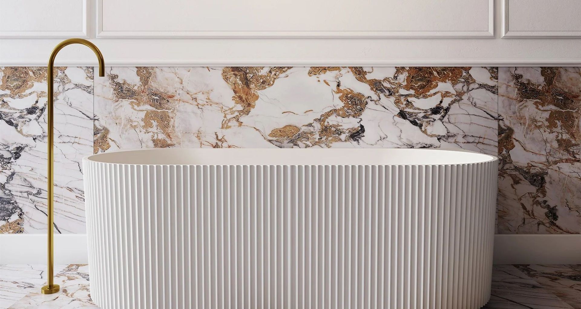 V Groove Round bath in matte white.